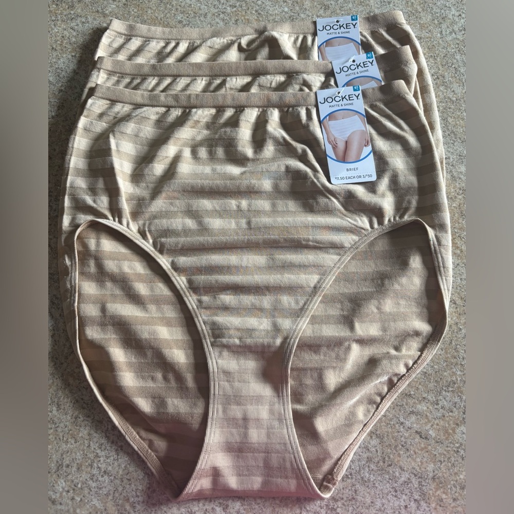 3 pairs of Jockey Beige Striped High-Rise Briefs